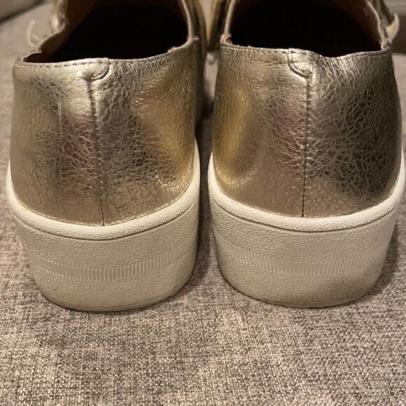 Nordstrom BP Marian Gold Metallic Ruffle Slip On Platform Shoes Size 6 1/2 - Picture 9 of 9